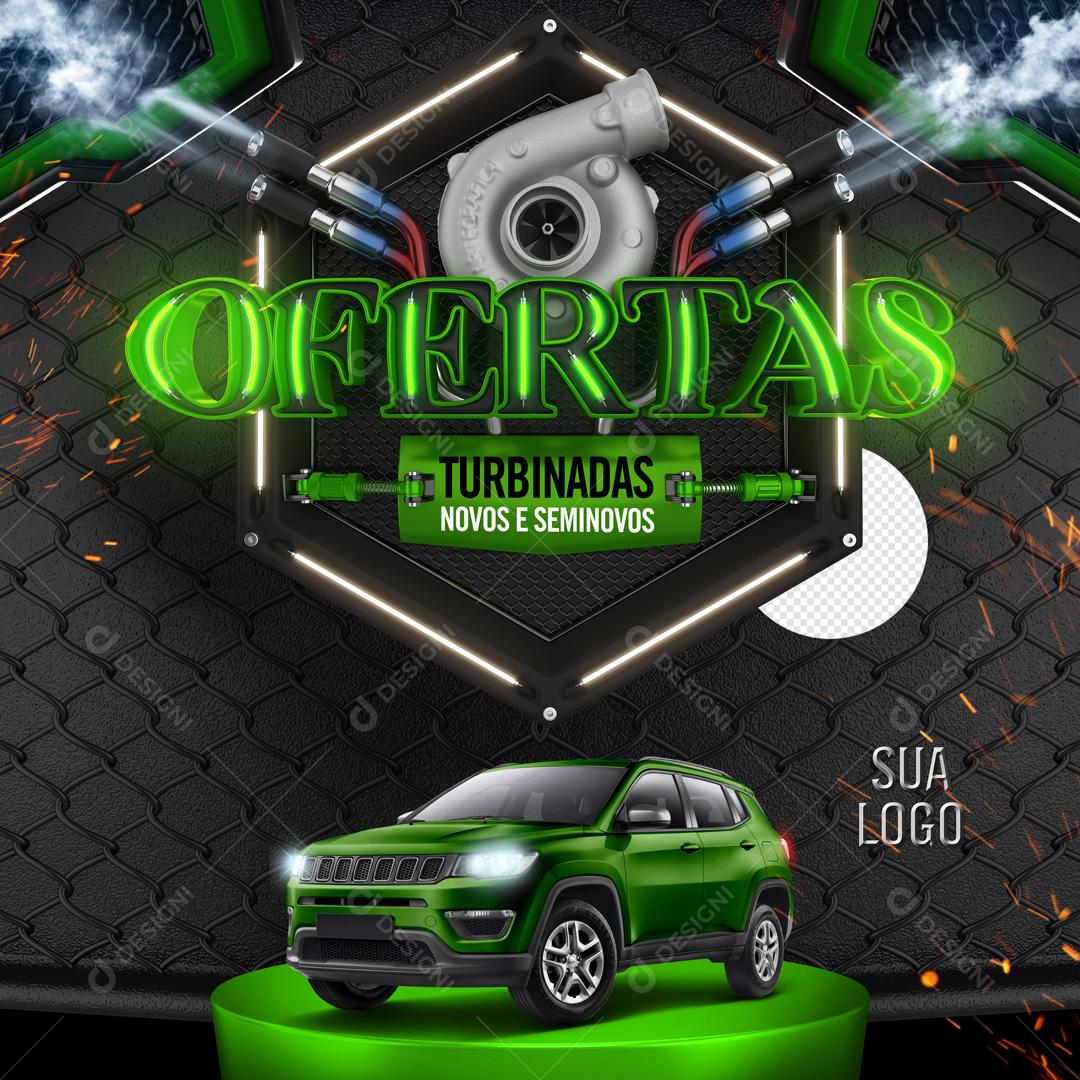Selo 3D Para Composição Dia De Ofertas Turbinadas Carro PSD Editável