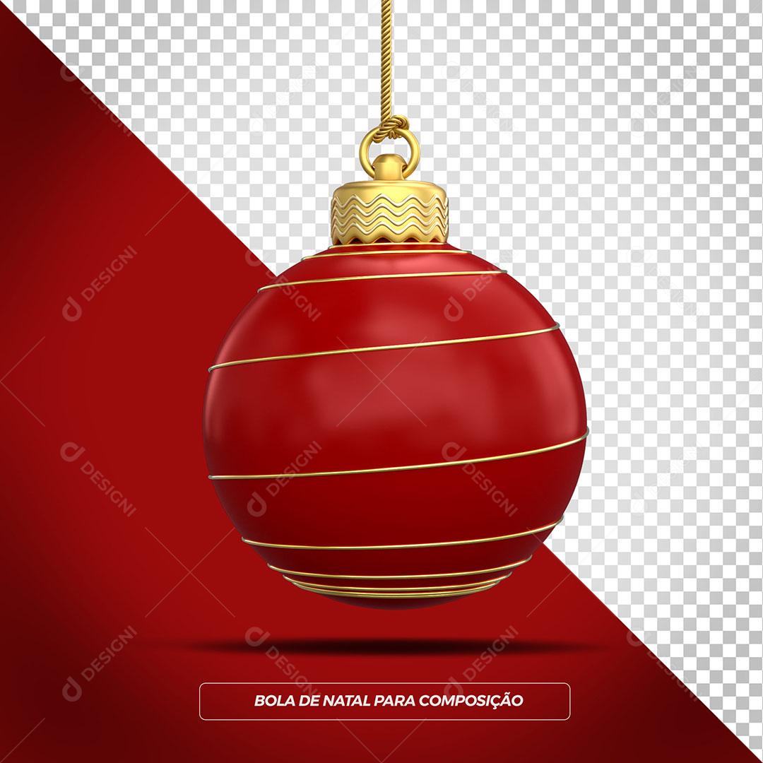 Bola Vermelha Elemento 3D Natalino Para Composição PSD