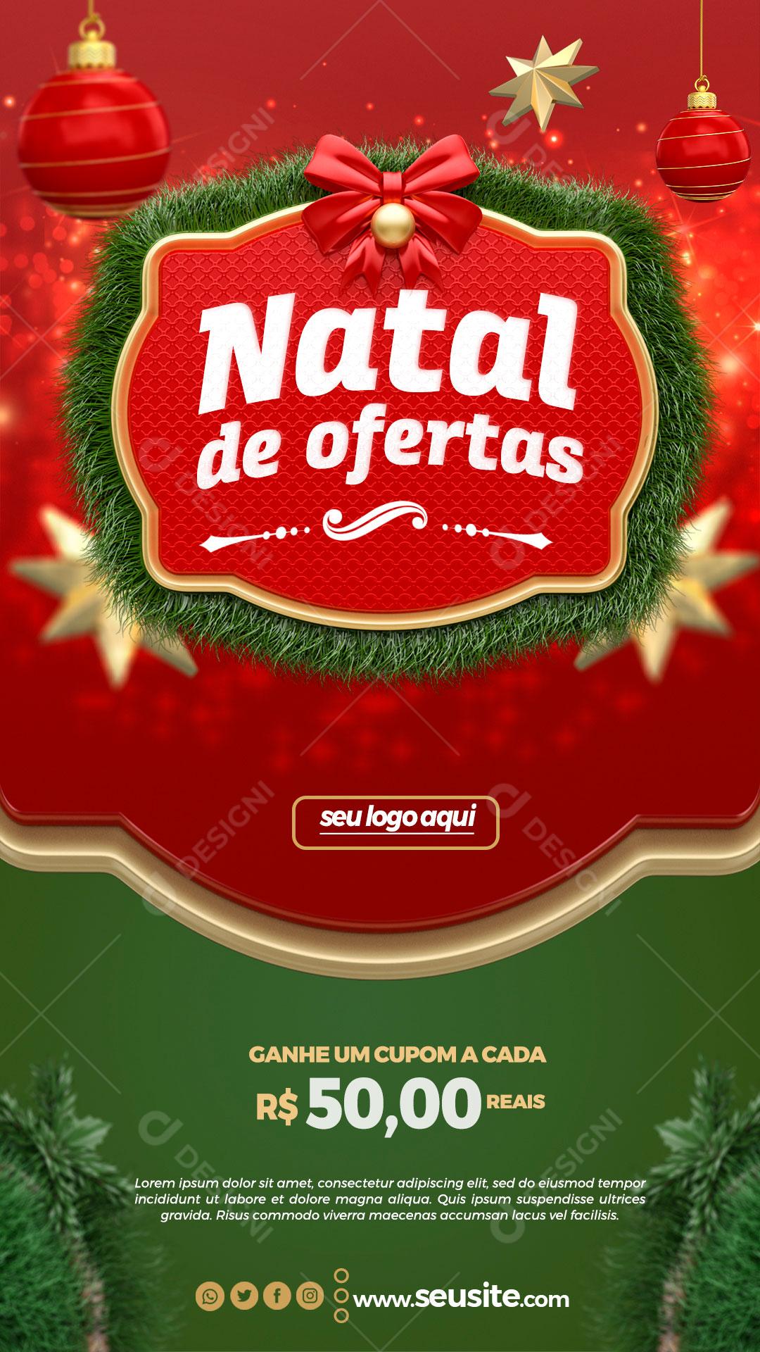 Social Media Story Natal de Ofertas Ganhe Um Cupom Loja Promoção PSD Editável