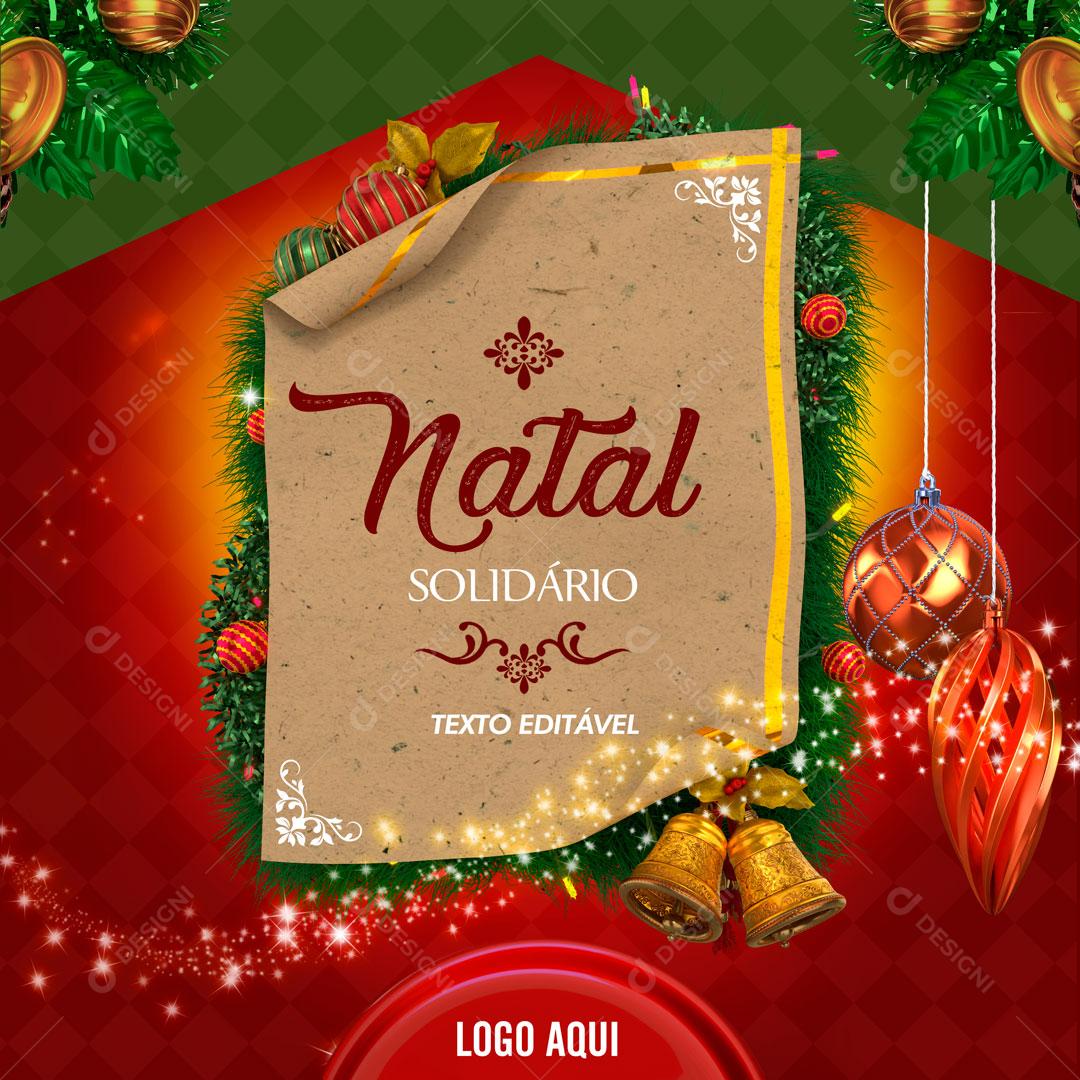Natal Solidário Elemento 3D Natalino Textos Editável PSD