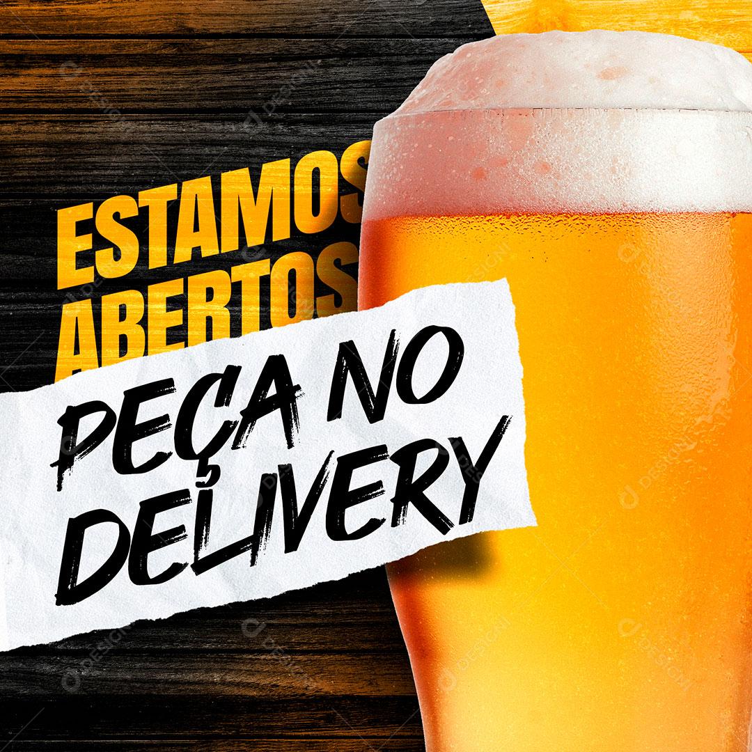 Social Media Distribuidora Estamos Abertos Peça no Delivery PSD Editável