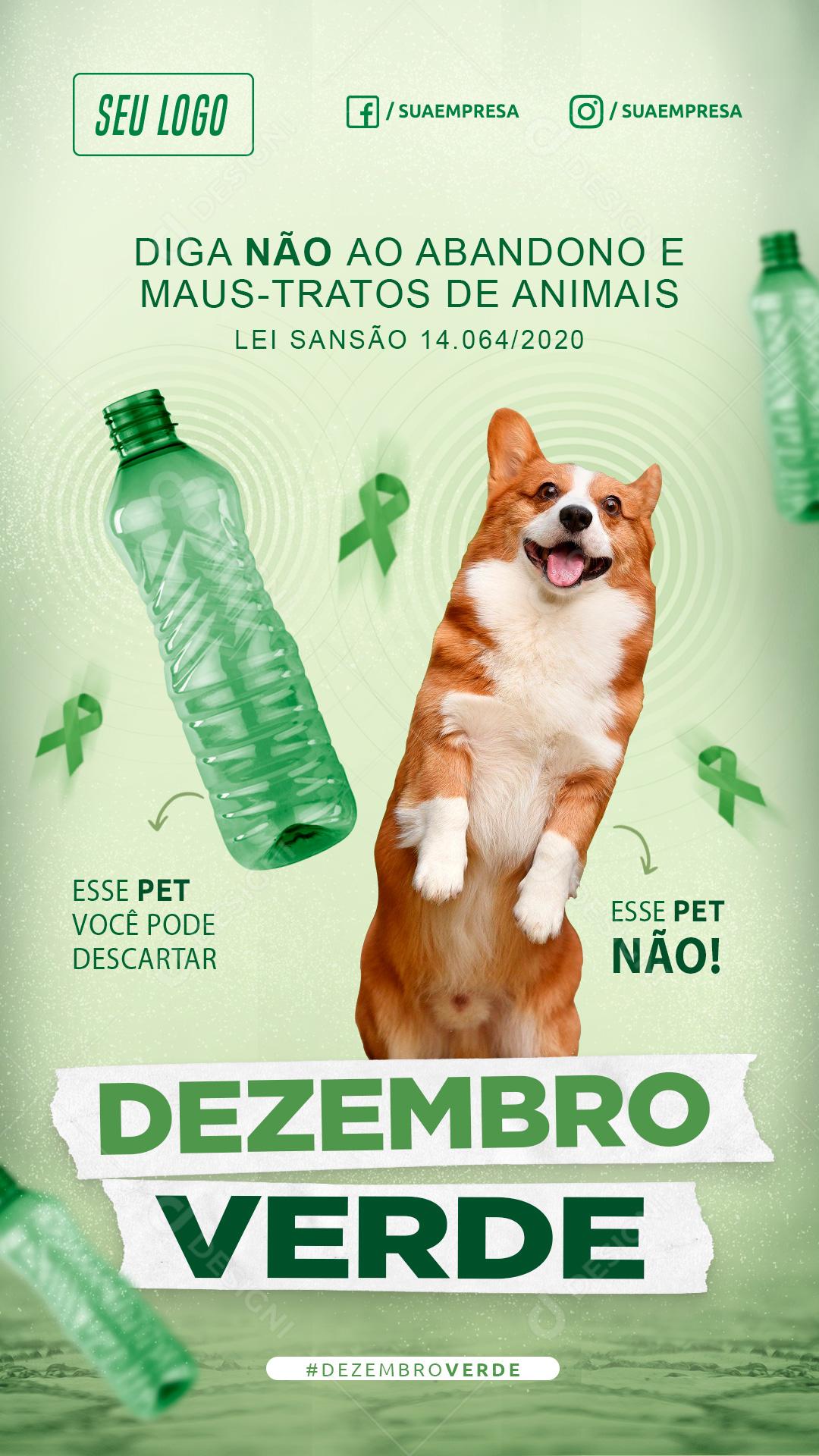 Diga Não Ao Abandono e Maus Tratos Ao Animais Social Dezembro Verde Media PSD Editável