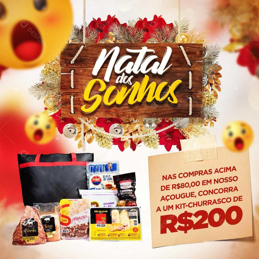 Natal Dos Sonhos Nas Compras Acima de 80 R$ Participe De Um Sorteio Social Media PSD Editável