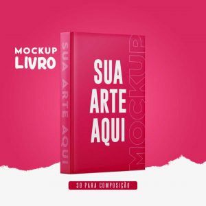 Mockup livro Elemento 3D Social Media PSD Editável