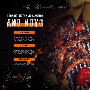 Ano Novo Horario De Funcionamento Restaurante Churrascaria Social Media PSD Editável