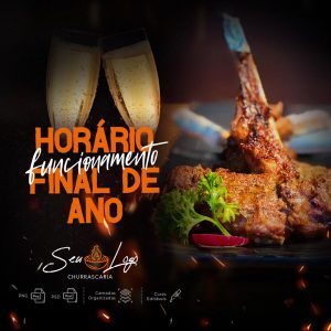 Horario De Funcionamento Final De Ano Restaurante Churrascaria Social Media PSD Editável