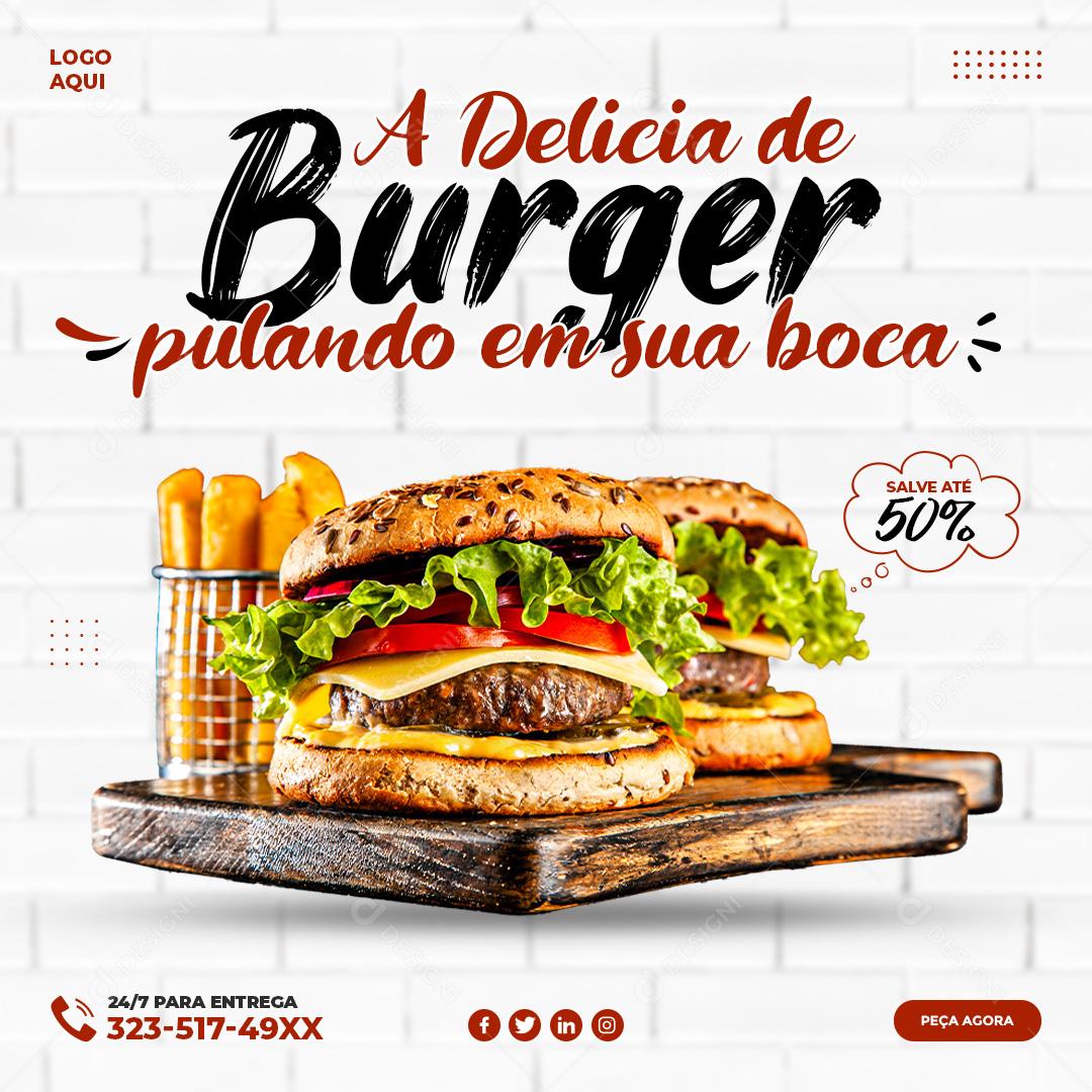 Social Media Hamburgueria A Delicia De Burgue PSD Editável