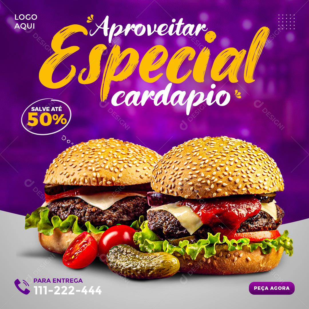 Hamburgueria Aproveitar Especial Cardápio Social Media PSD Editável