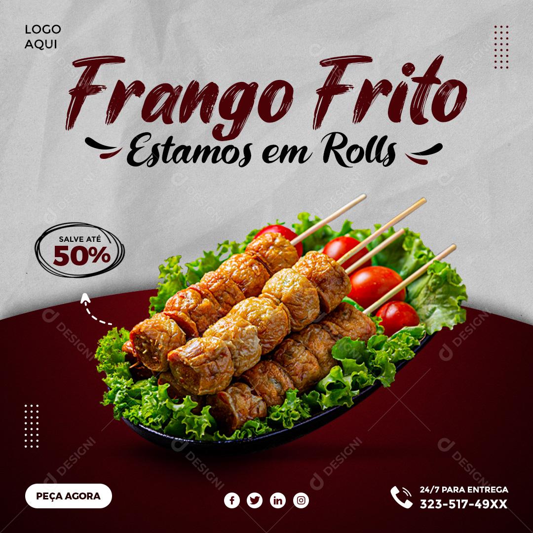Restaurante Frango Frito Estamos Em Rools Social Media PSD Editável