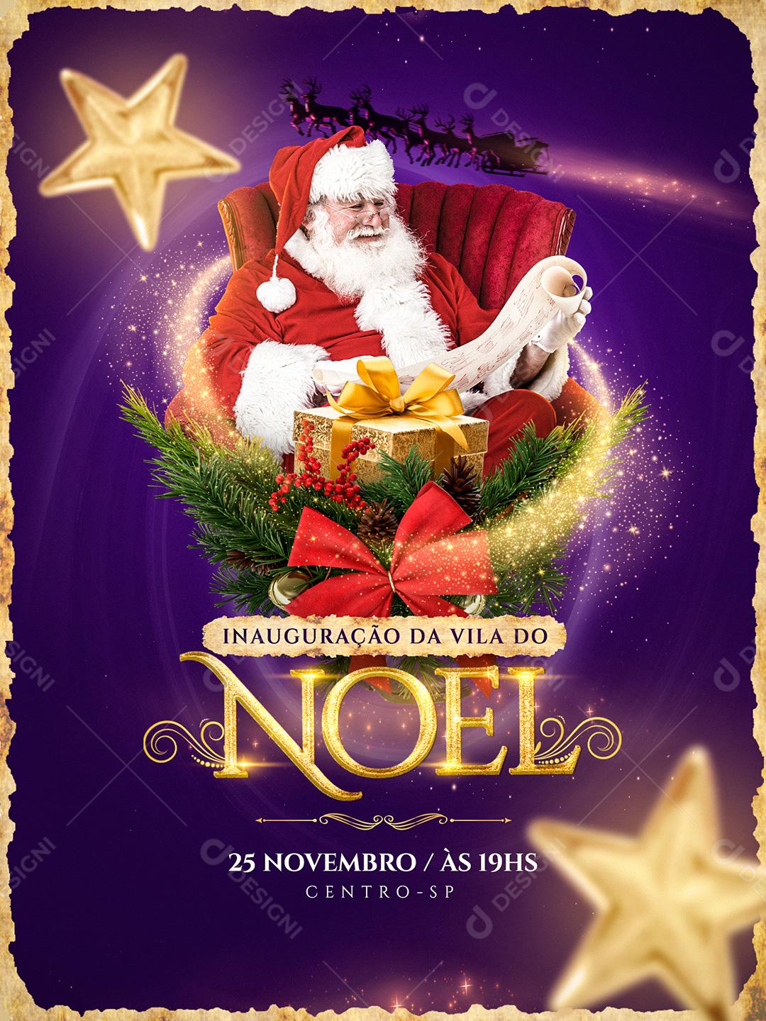 Social Media Feliz Natal Inauguração Da Vila Do Noel Data PSD Editável