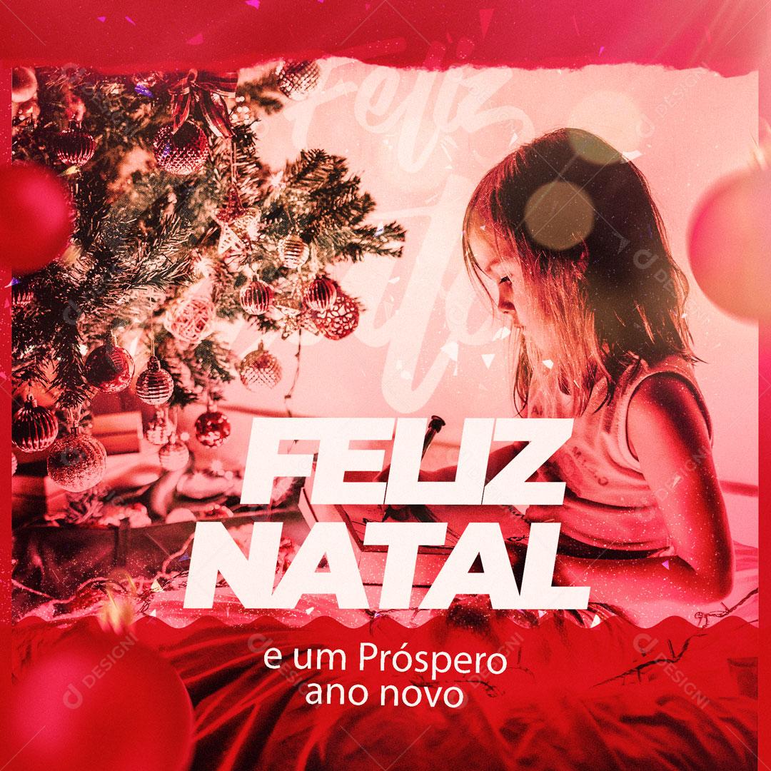 Social Media Feliz Natal e Um Próspero Ano Novo Familia Presentes PSD Editável