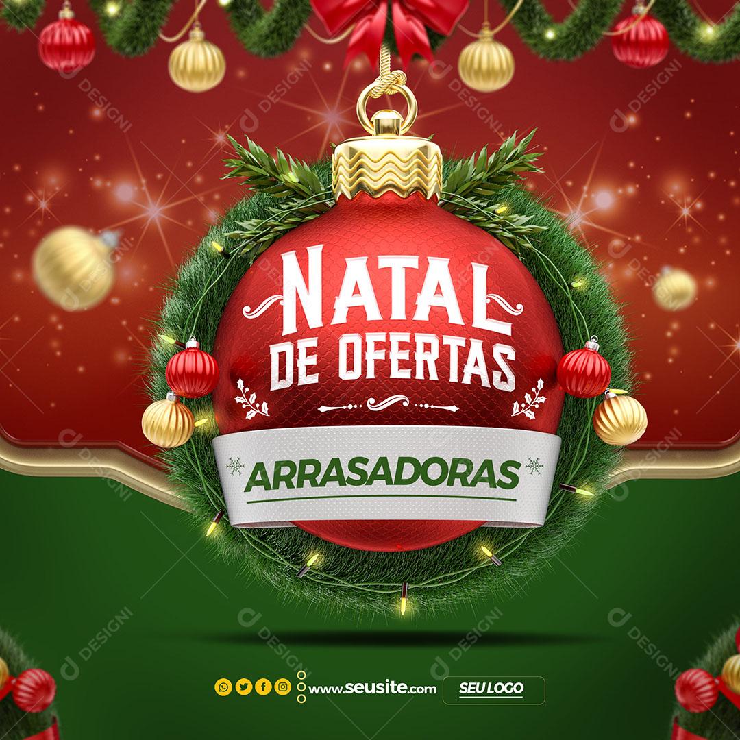 Social Media Natal de Ofertas Arrasadoras Produtos Lojas PSD Editável