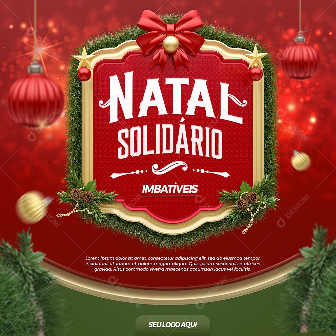 Elemento 3D Placa Madeira Natal Sólidario Faça Sua Doação PSD Editável