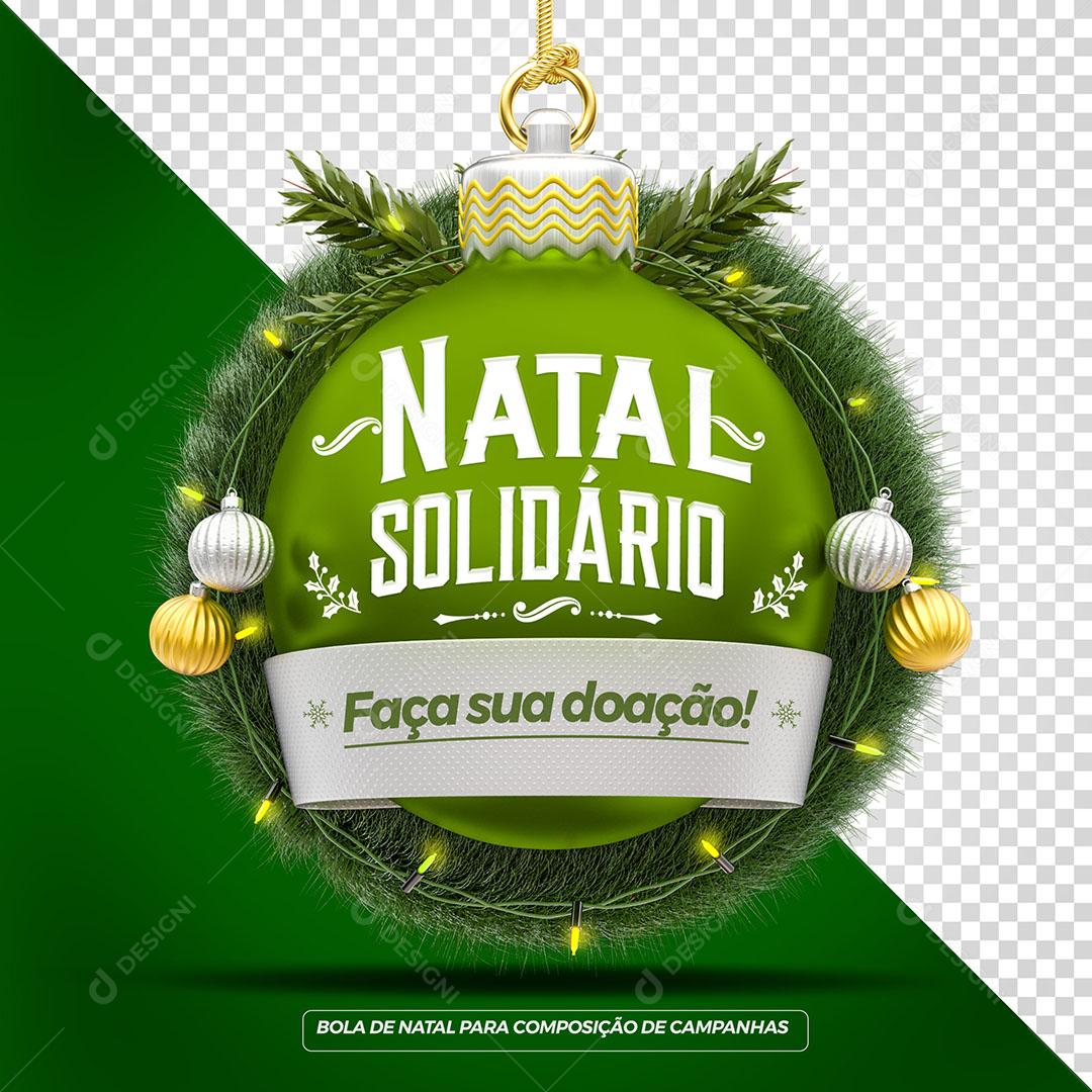 Elemento 3D Verde Natalino Natal Solidário Faça Sua Doação Lojas PSD Editável