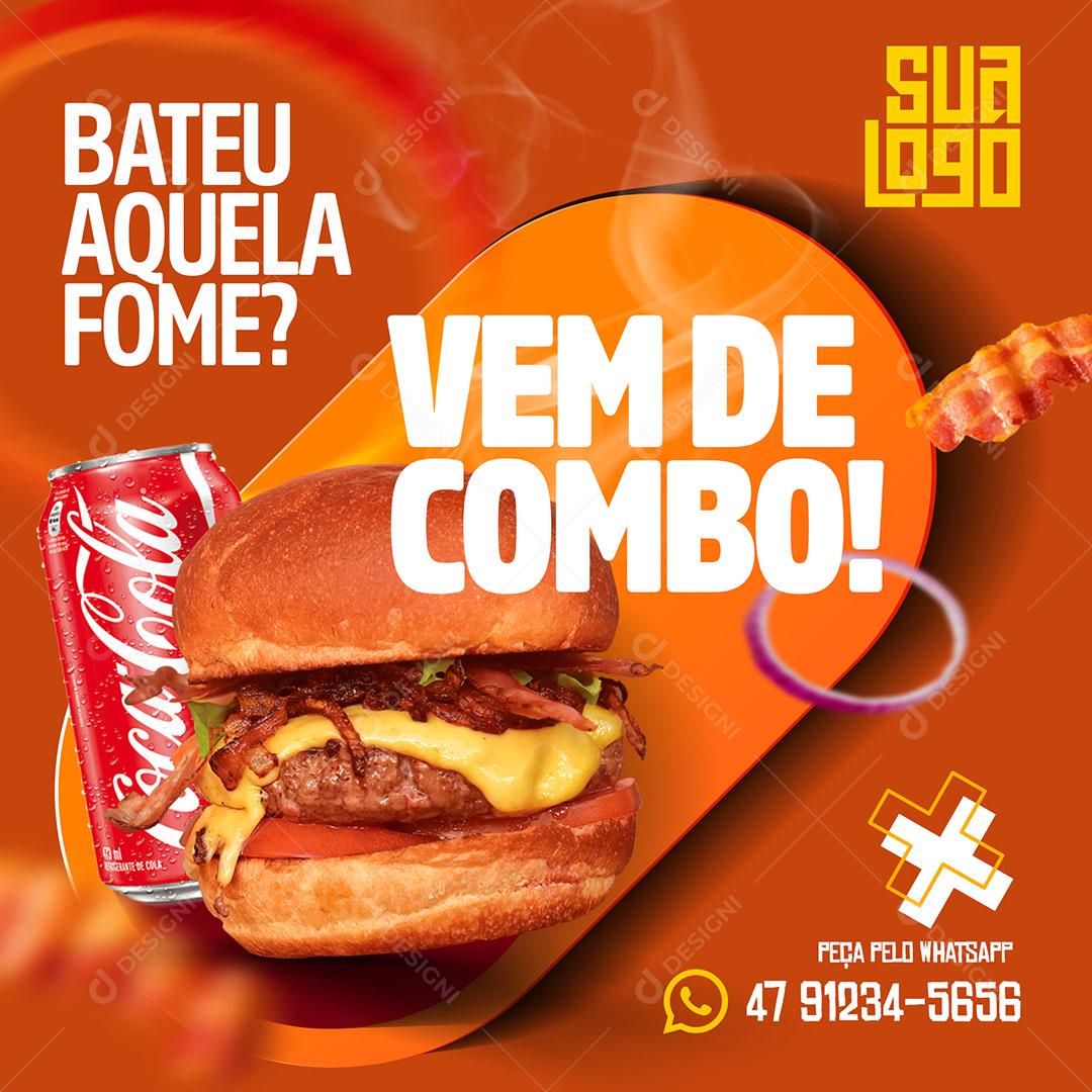 Template Social Media Burguer Bateu Aquela Fome PSD Editável