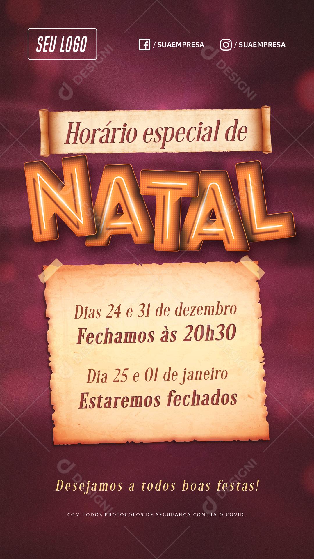 Horario Especial De Natal Funcionamento Social Media PSD Editável