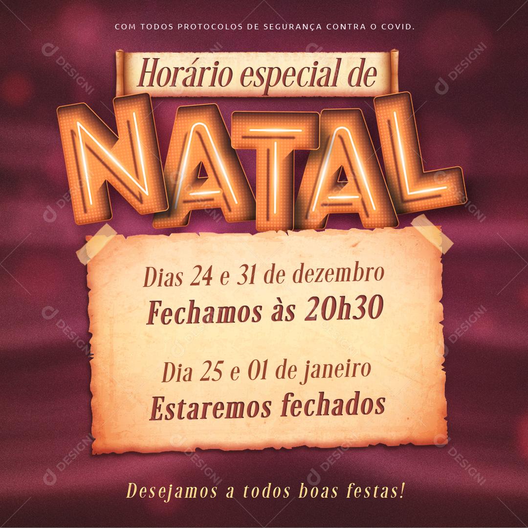 Horario Especial De Natal Funcionamento Social Media PSD Editável