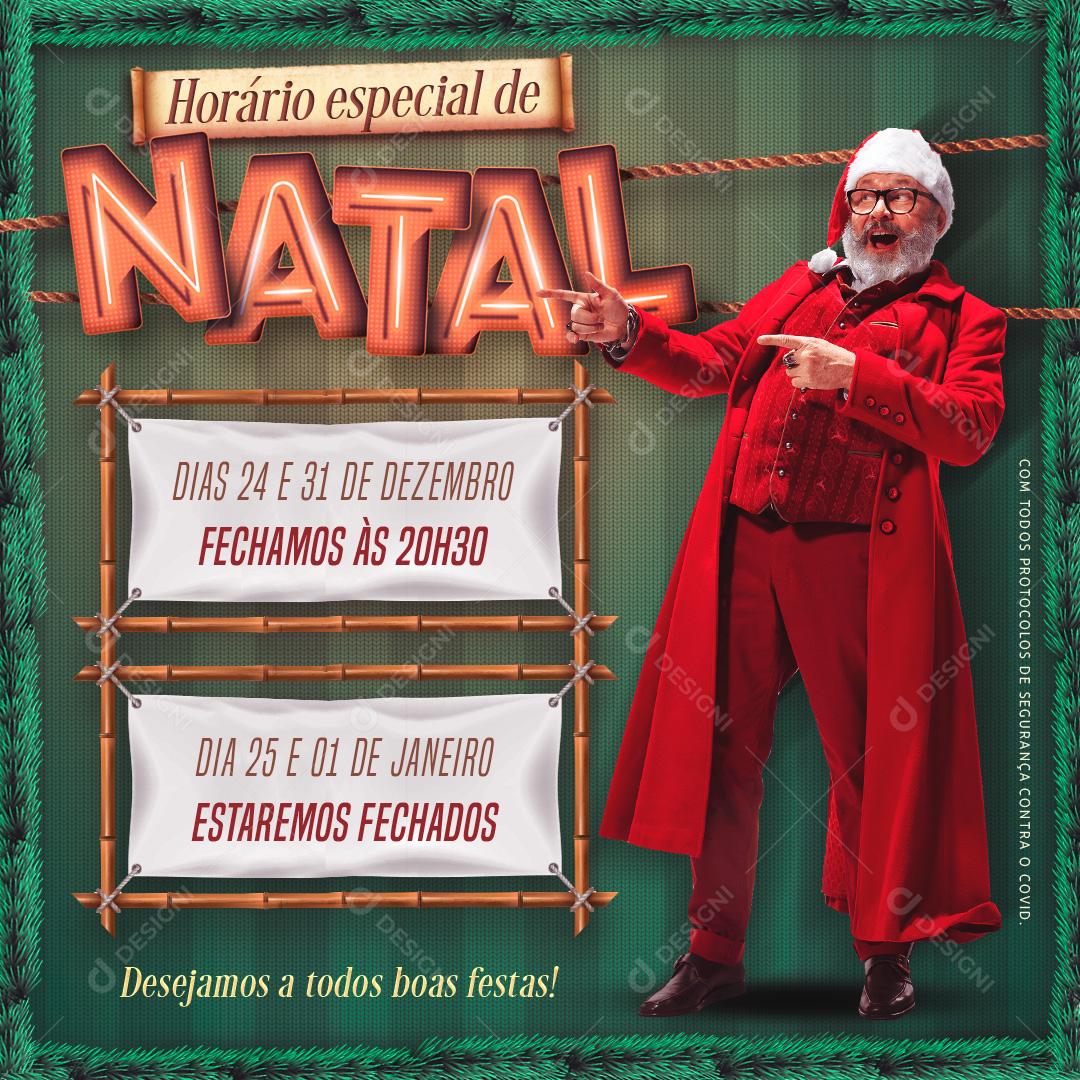 Horario Especial De Natal Funcionamento Social Media PSD Editável