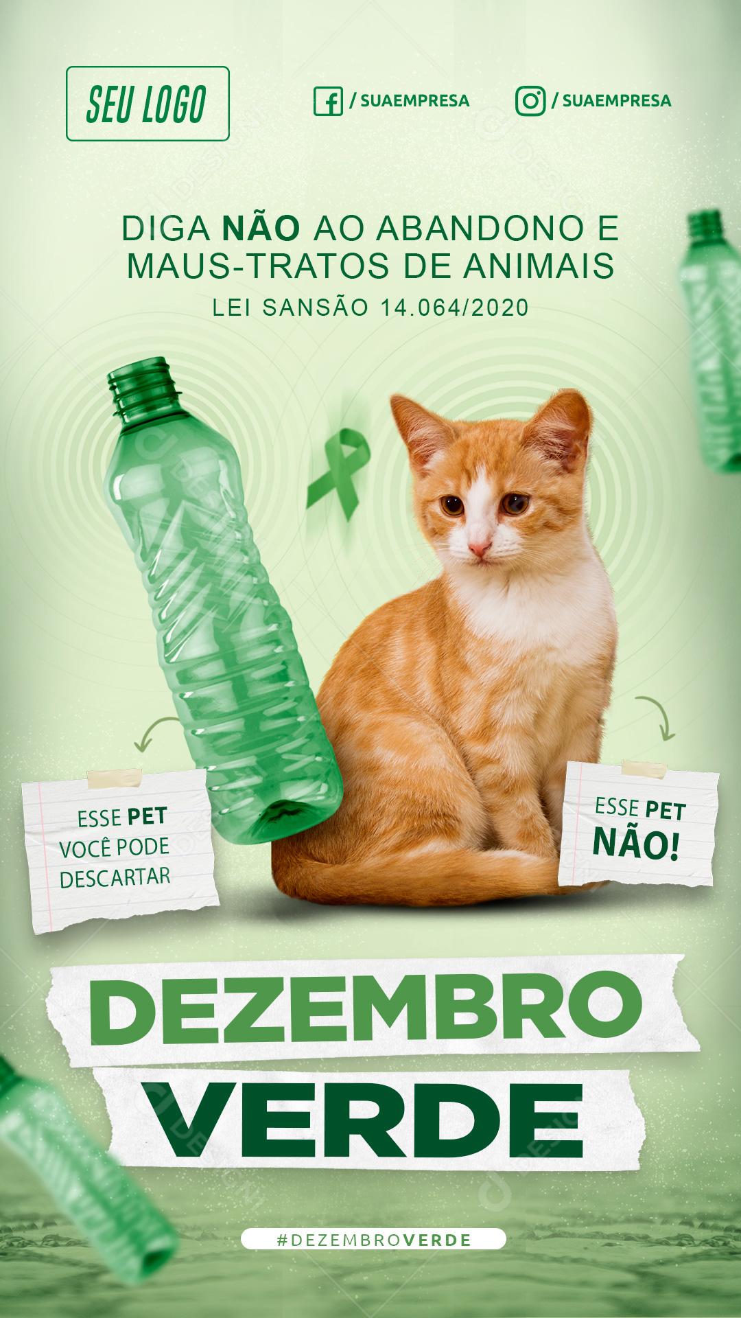 Diga Não Ao Abandono e Maus Tratos Ao Animais Social Dezembro Verde Media PSD Editável