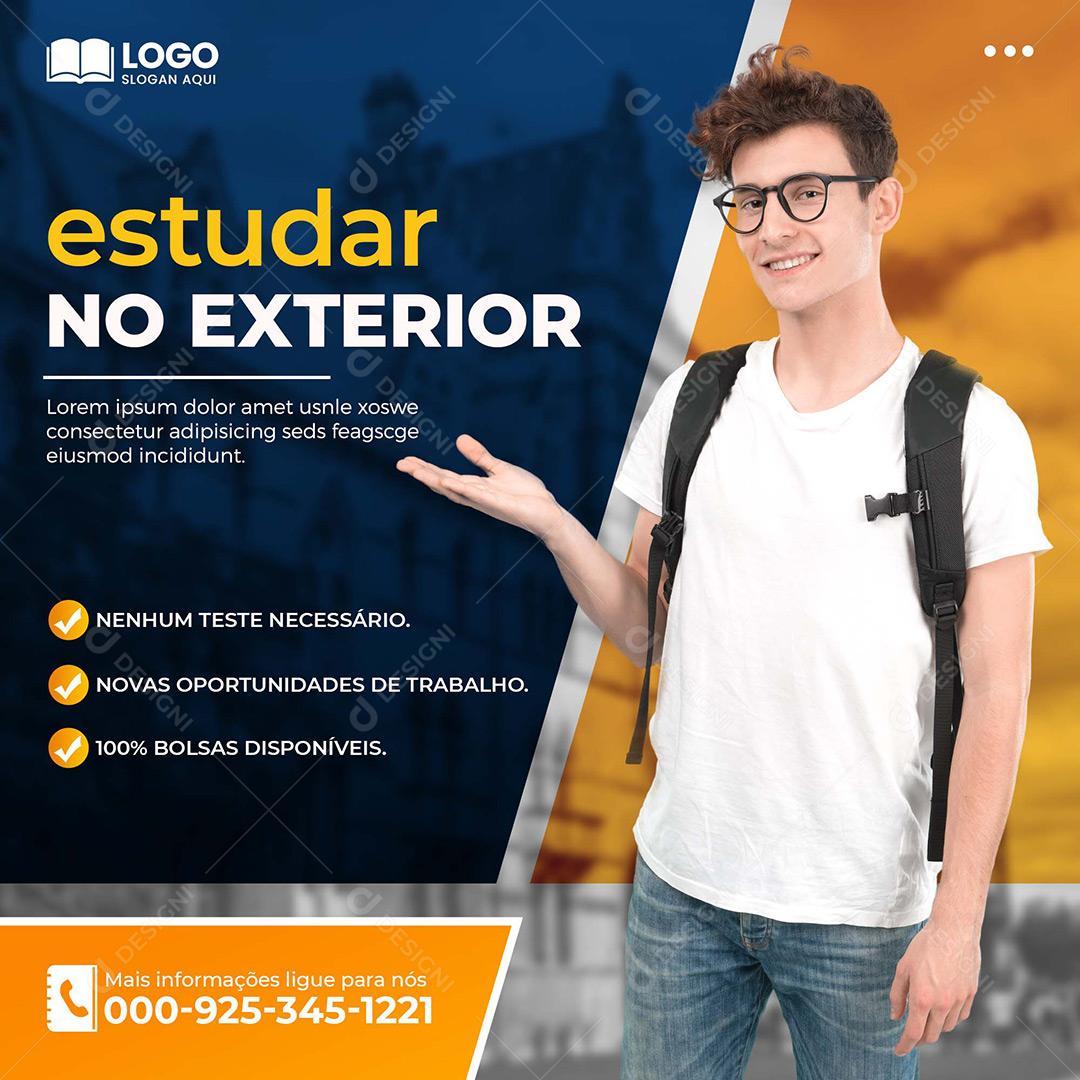 Social Media Volta Ás Aulas Estudar No Exterior PSD Editável