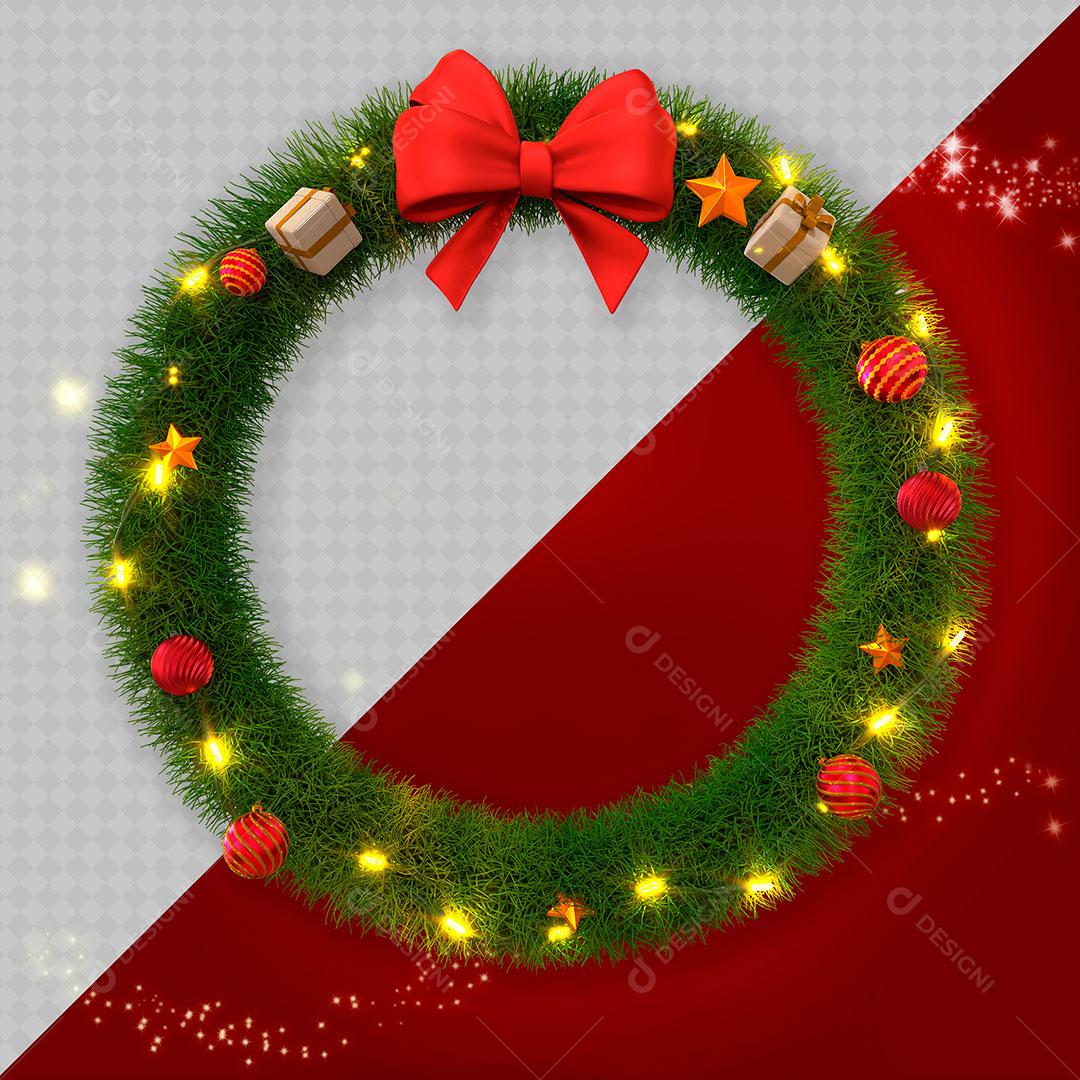 Guirlanda Elemento Natalino 3D Para Composição PSD