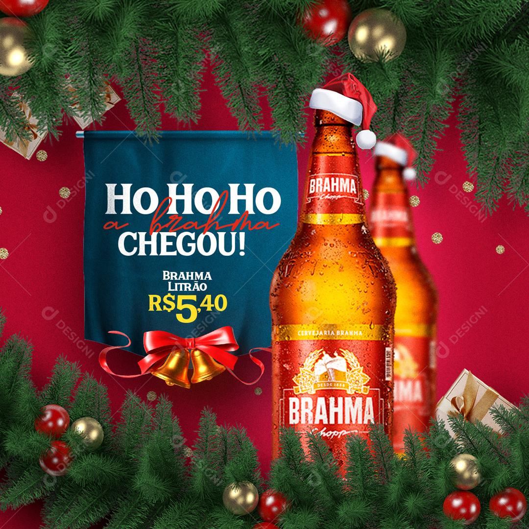 Ho Ho Ho Chegou Brahma Litrão Natal Social Media PSD Editável