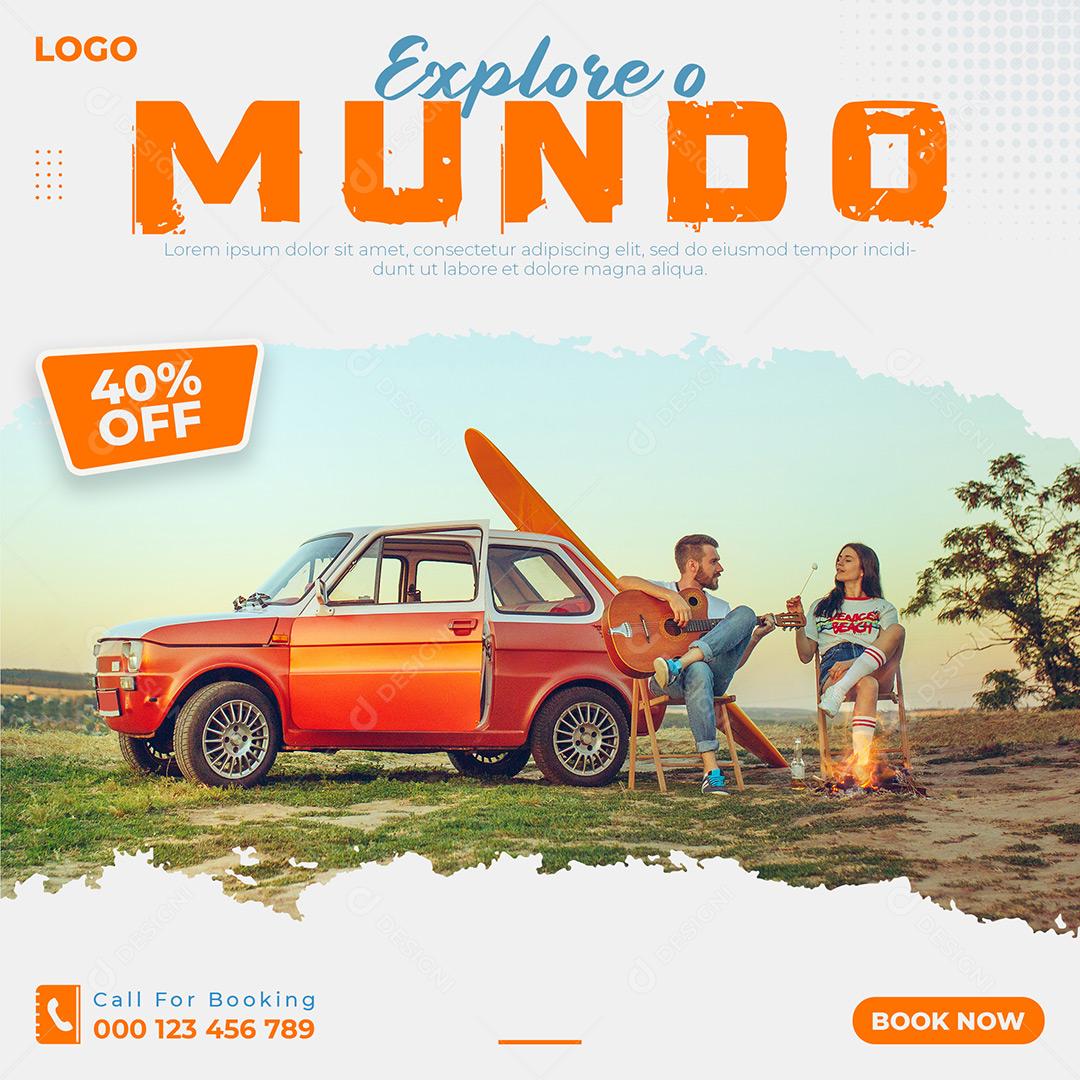 Social Media Viagens Explore o Mundo 40% Off PSD Editável