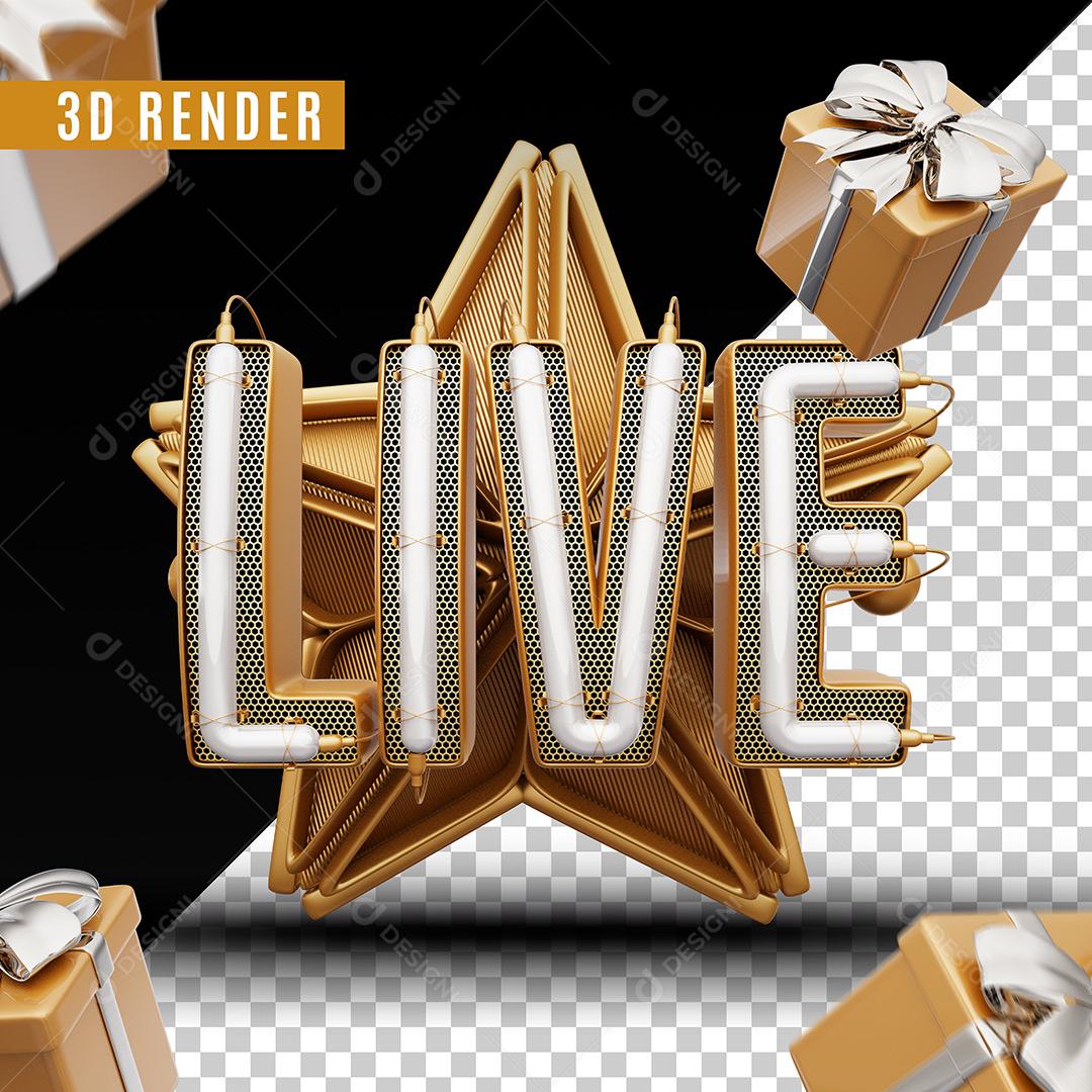 Selo 3D Estrela Live Para Composição PSD Editável