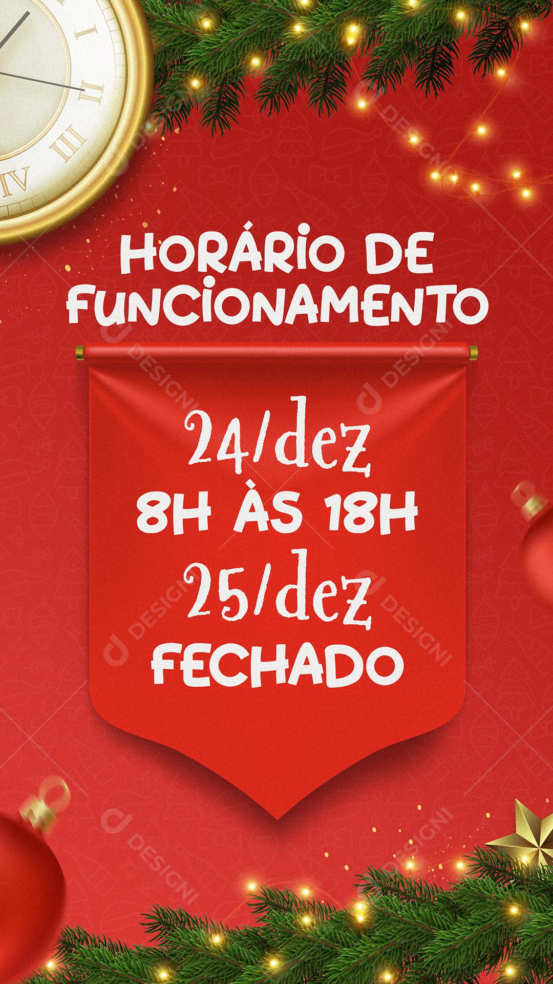 Social Media Story Horário De Funcionamento PSD Editável