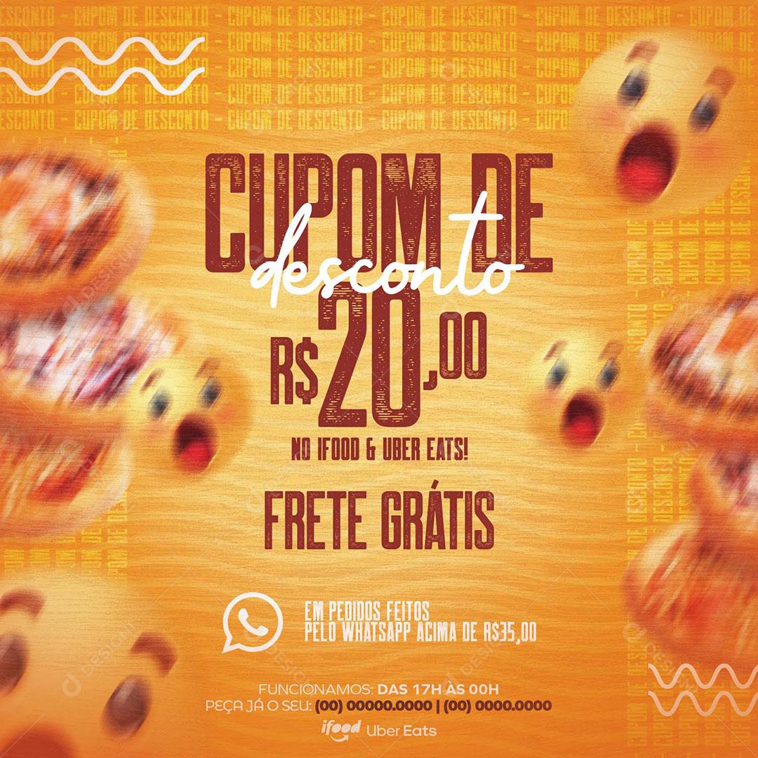 Social Media Lanchonete Cupom de Desconto Lanche PSD Editável