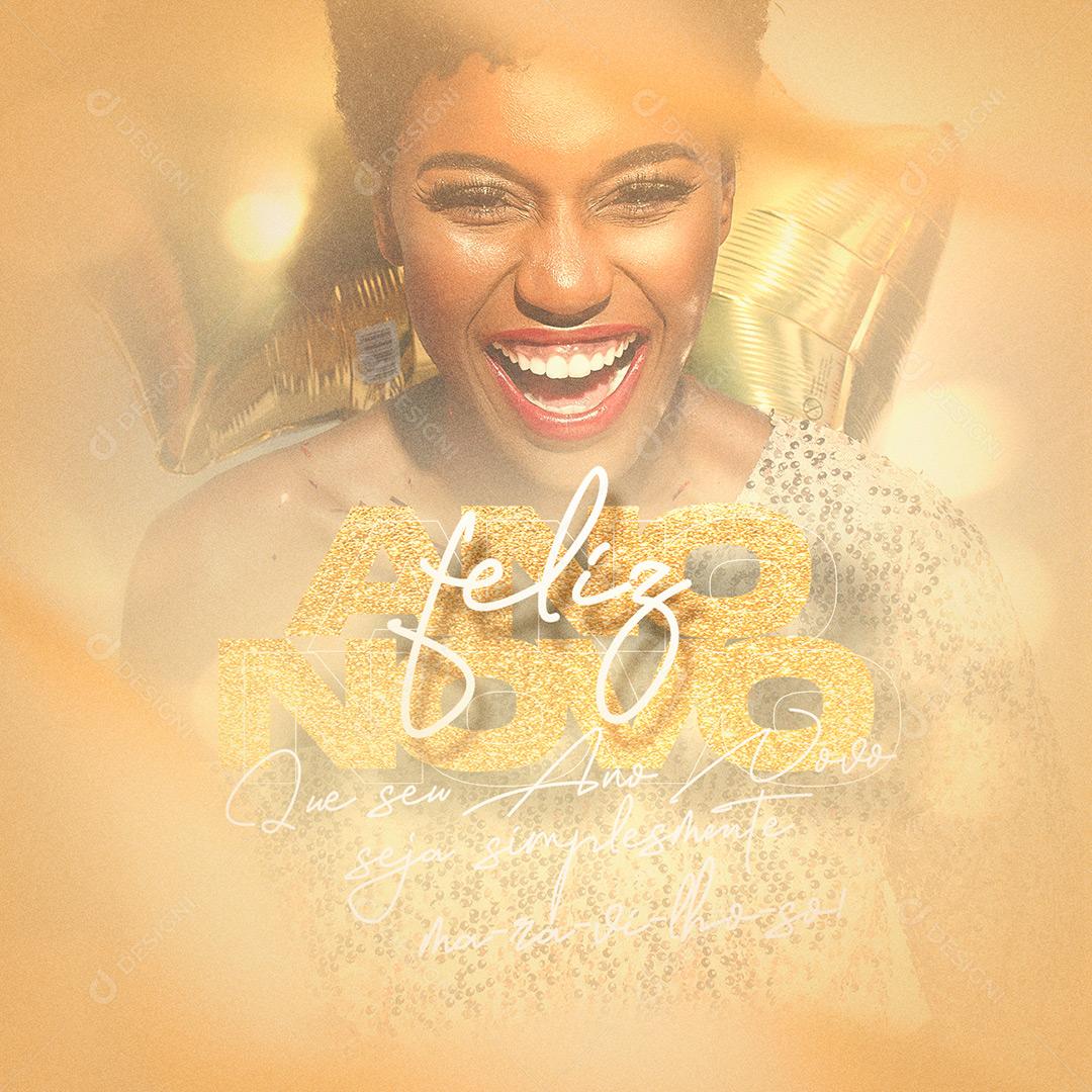 Social Media Ano Novo Feliz PSD Editável