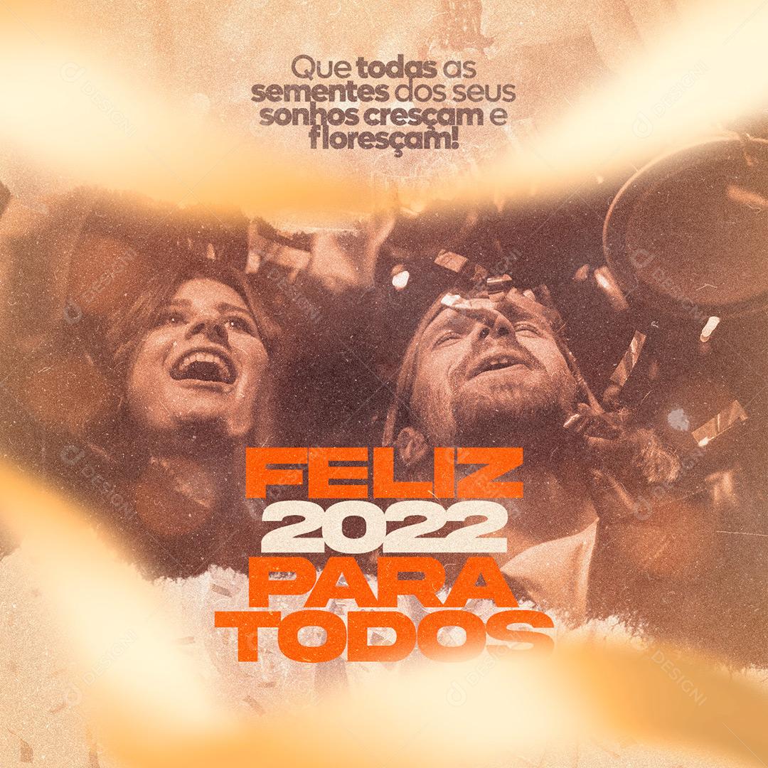 Social Media Feliz 2022 Para Todos Ano Novo PSD Editável