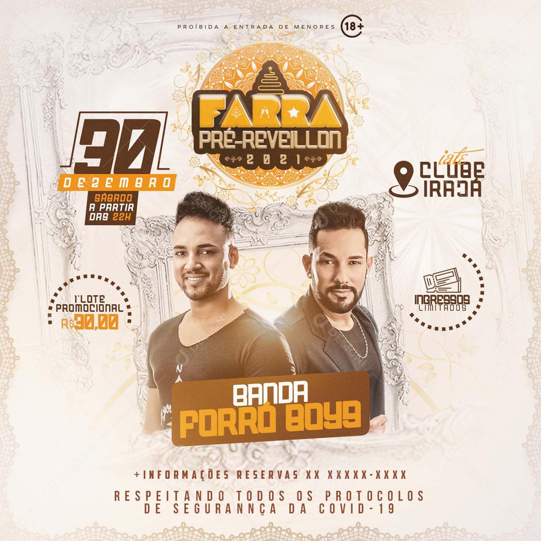 Feed Flyaer Farra Pré Revelion Social Media PSD Editável