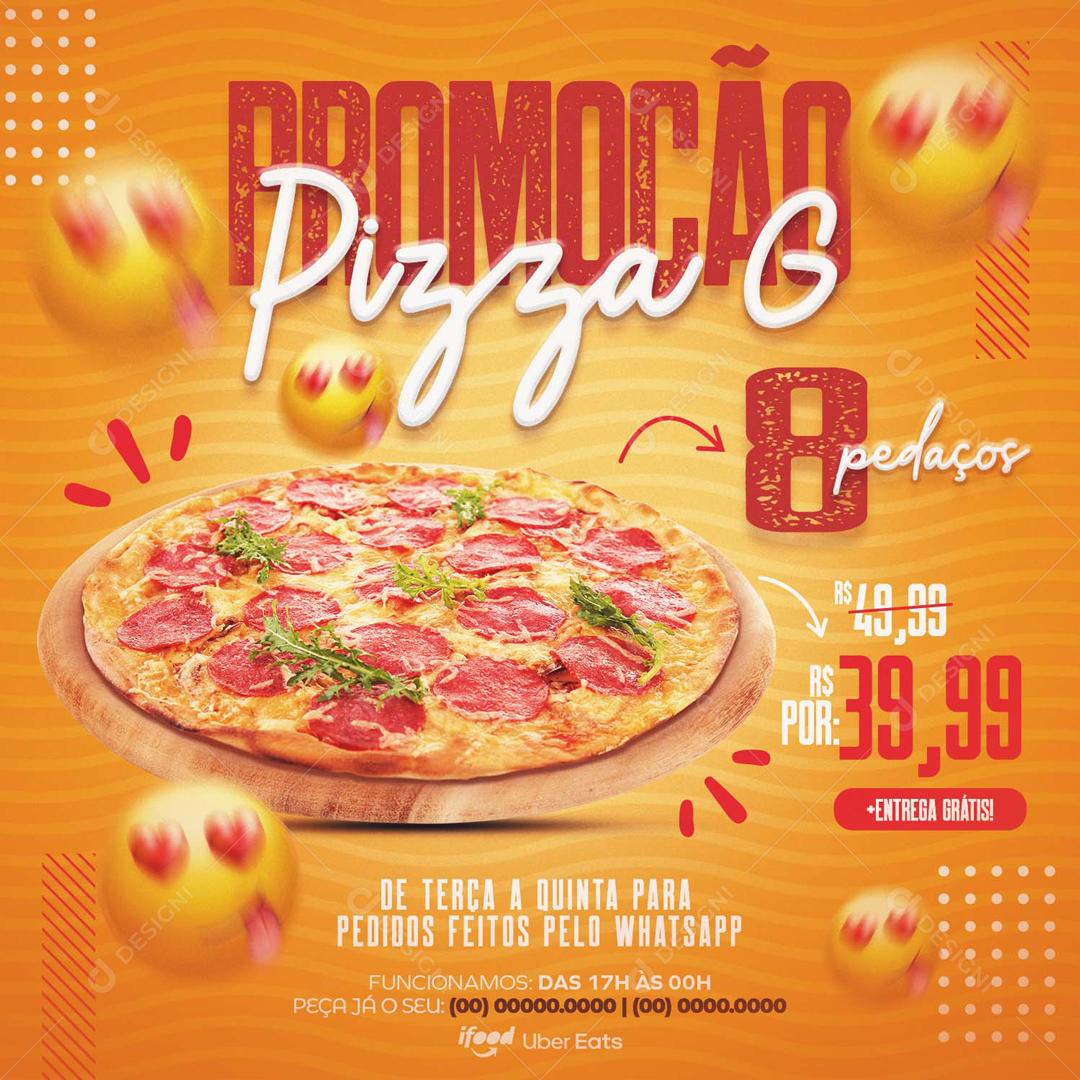 Promoção Pizza G 8 Pedaços Social Media PSD Editável