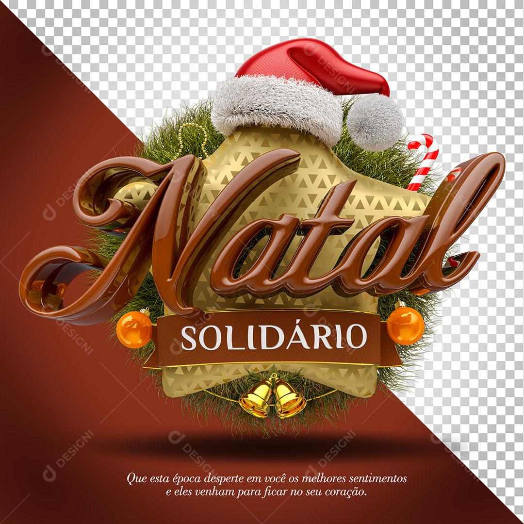 Natal Solidário Selo 3D Natalino Texto Editável PSD