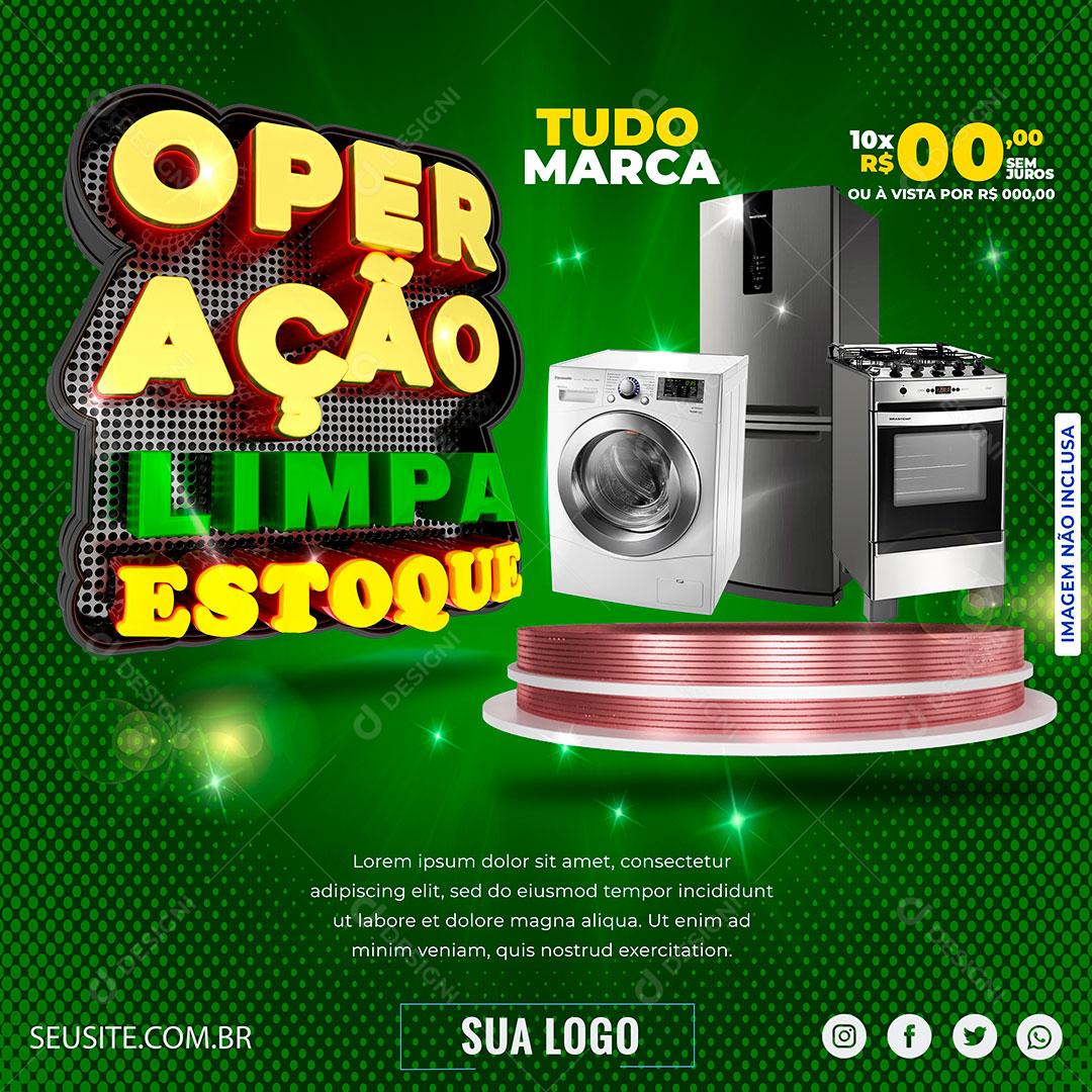 Social Media Loja Operação Limpa Estoque Produtos Eletrodomésticos PSD Editável