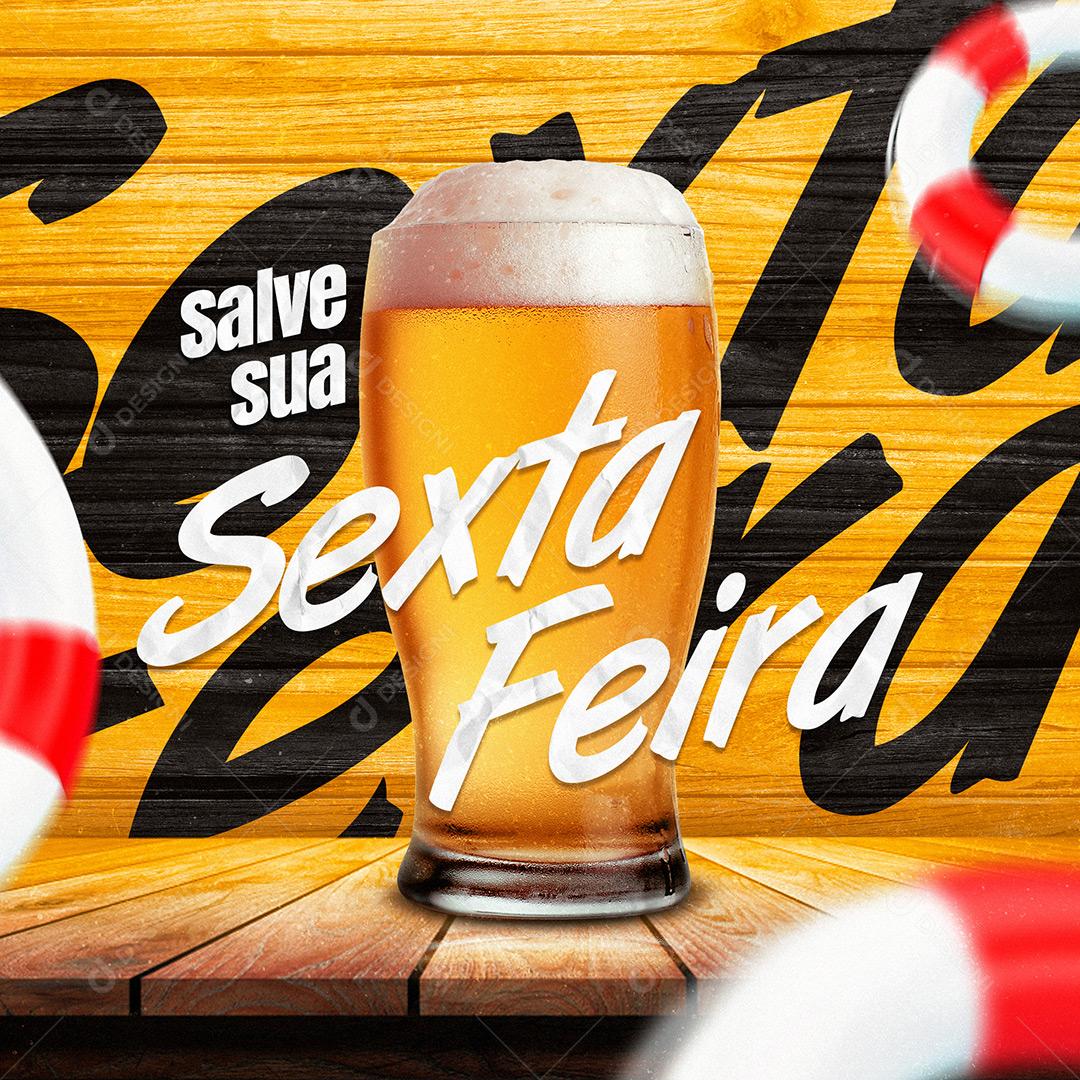 Social Media Bebidas Salve Sua Sexta Feira PSD Editável