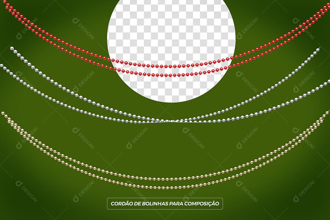 Elemento 3D Cordão De Bolinhas Para Composição PSD Editável