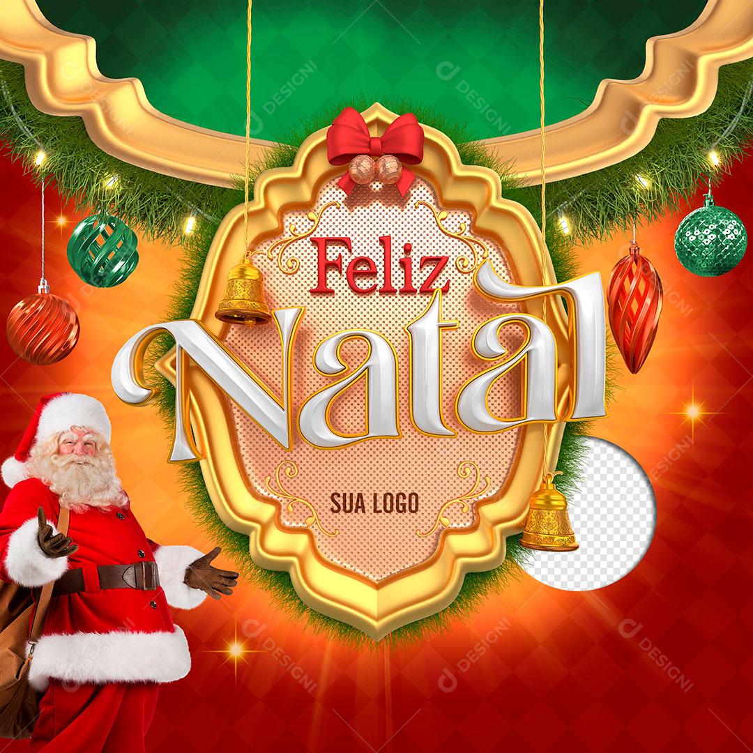 Selo 3D Feliz Natal Elemento Natalino Para Composição PSD Editável