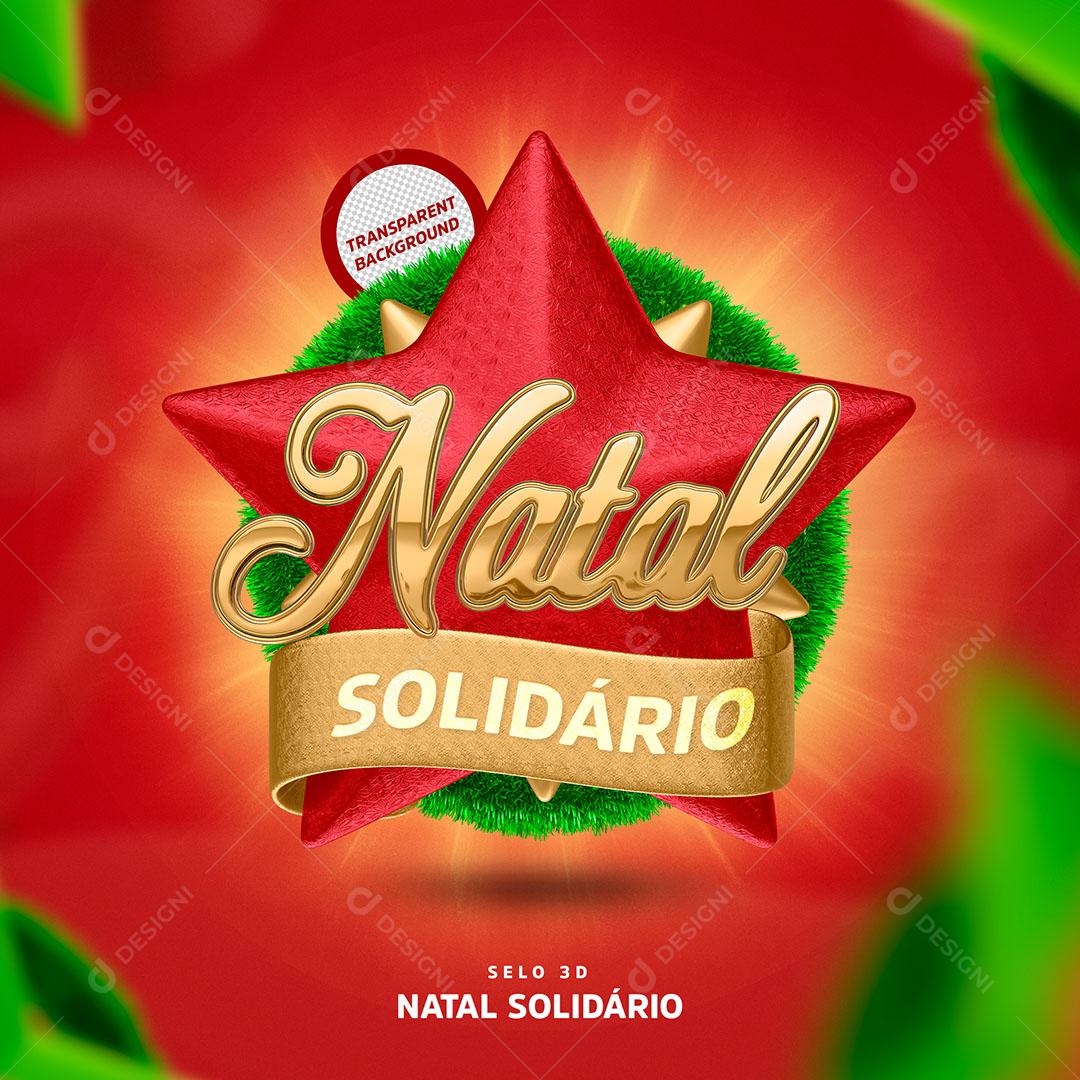 Natal Solidário Selo 3D Natalino Textos Editável PSD