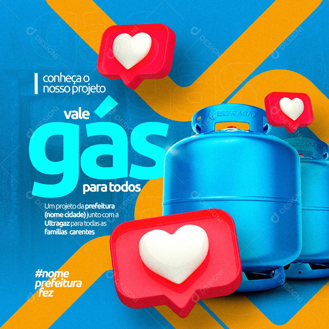 Post Prefeitura Vale Gás Para Todos Social Media PSD Editável