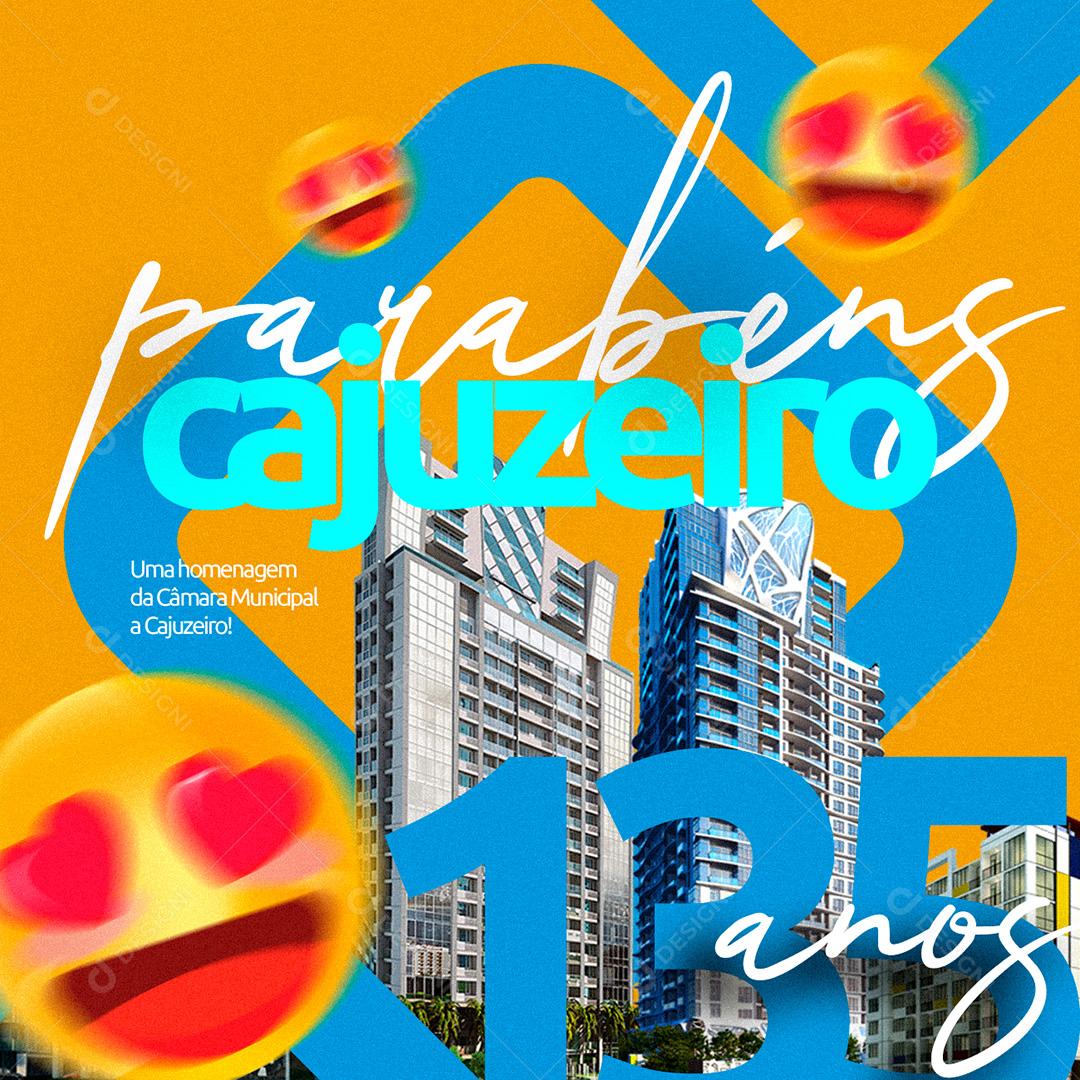 Post Prefeitura Parabéns Cajuzeiros Social Media PSD Editável