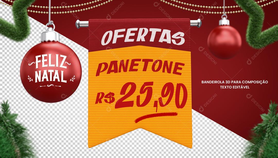 Elemento 3D Ofertas Panetone  Bolas De Natal PSD Editável