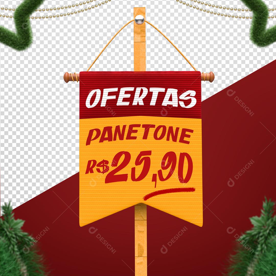 Elemento 3D Para Composição Ofertas Panetone PSD Editável