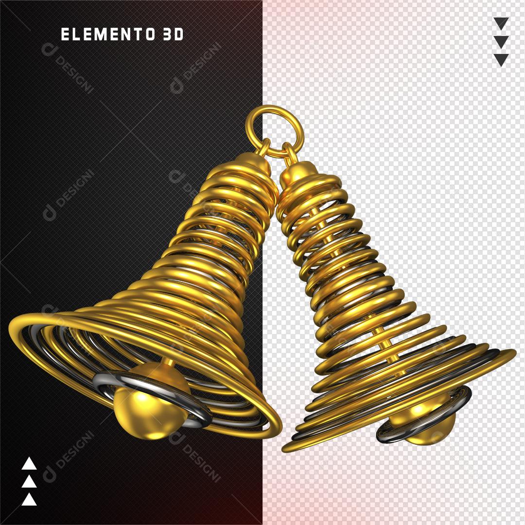 Elemento 3D Para Composição Sino De Natal PSD Editável