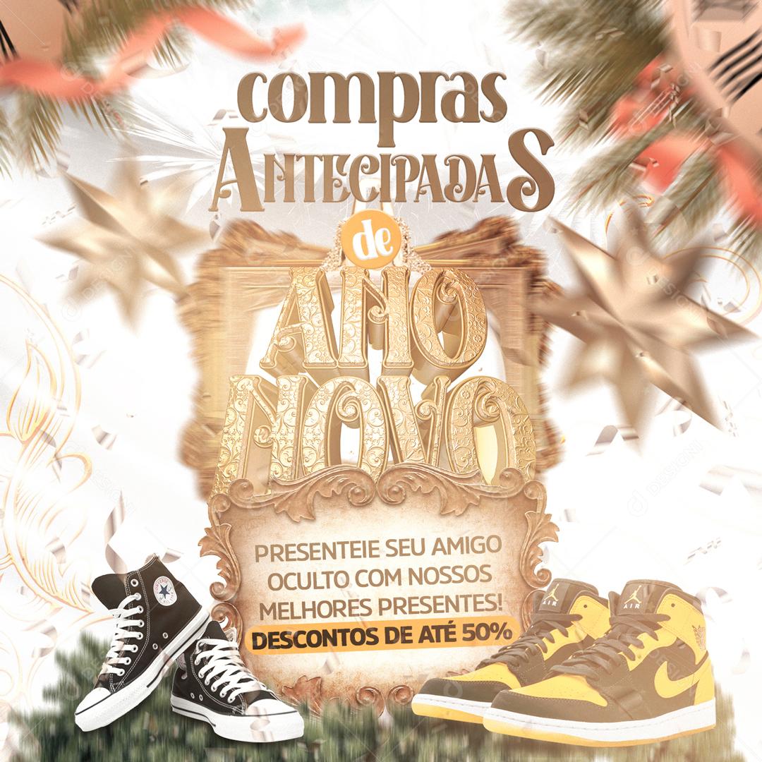 Compras Antecipadas Ano Novo Presente Social Media PSD Editável
