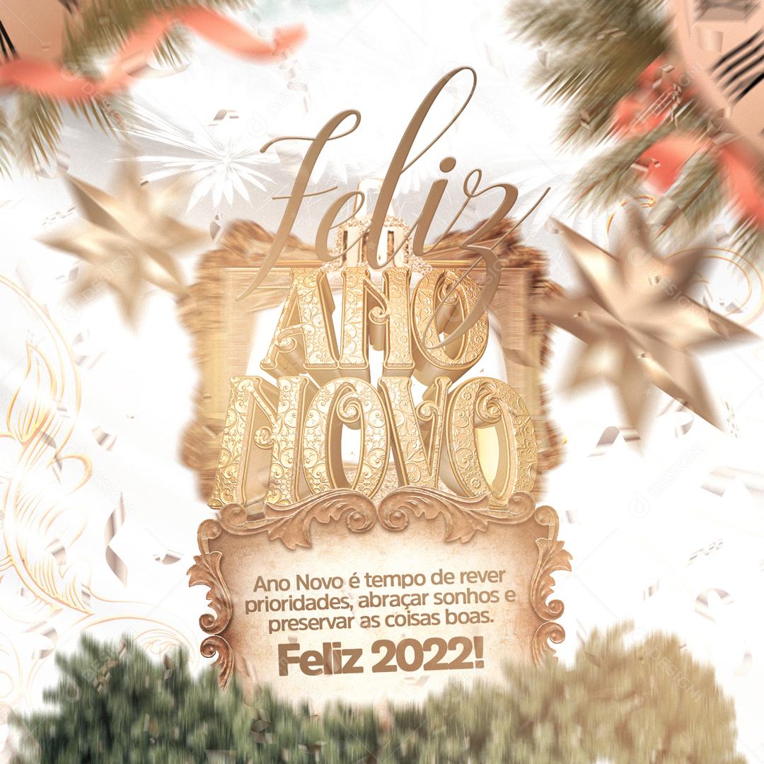 Happy New Year It's Time To Review Priorities Social Media Editable PSD