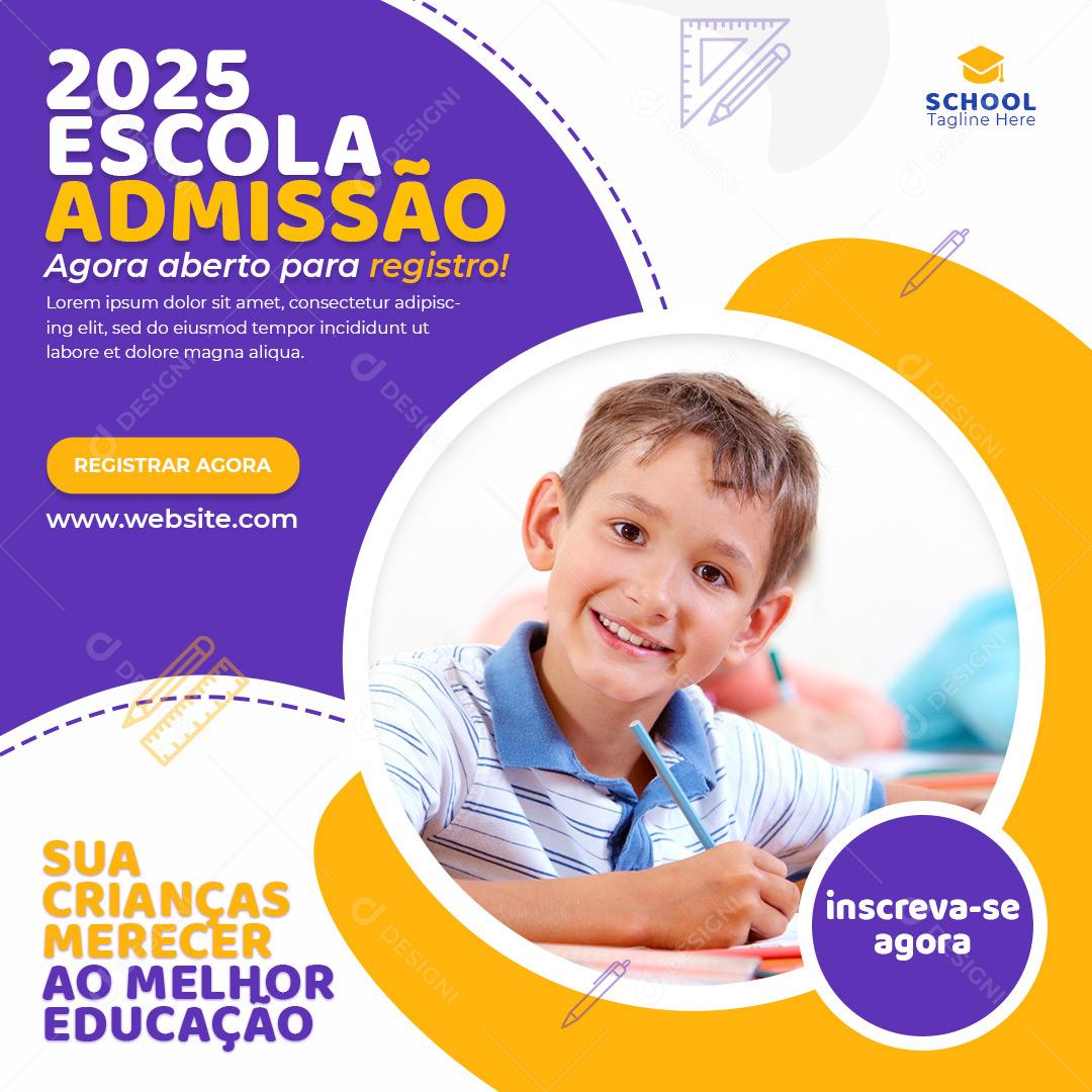 Volta Ás Aulas 2025 Escola Admissão Agora Aberto Para Registro Social Media PSD Editável