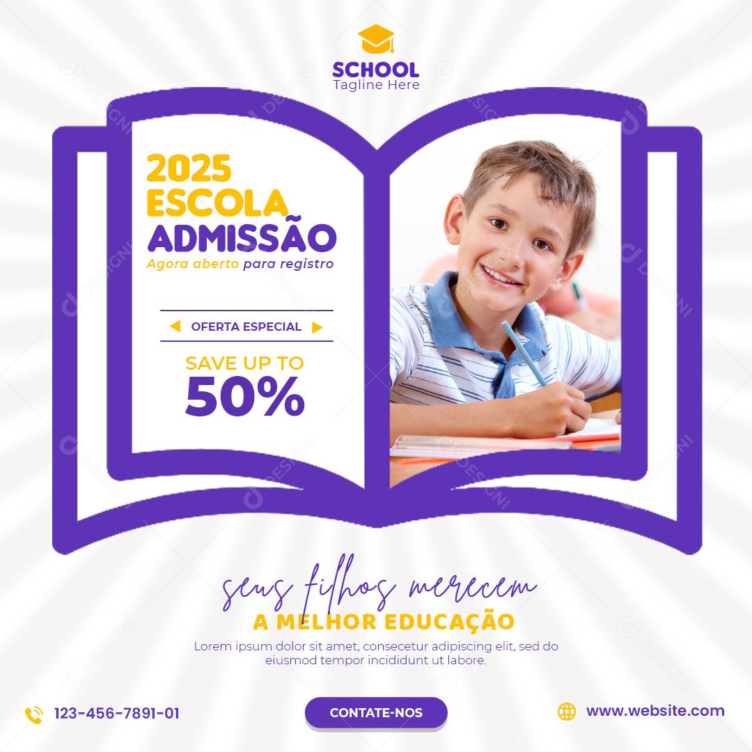Volta Ás Aulas 2025 Escola Admissão Social Media PSD Editável