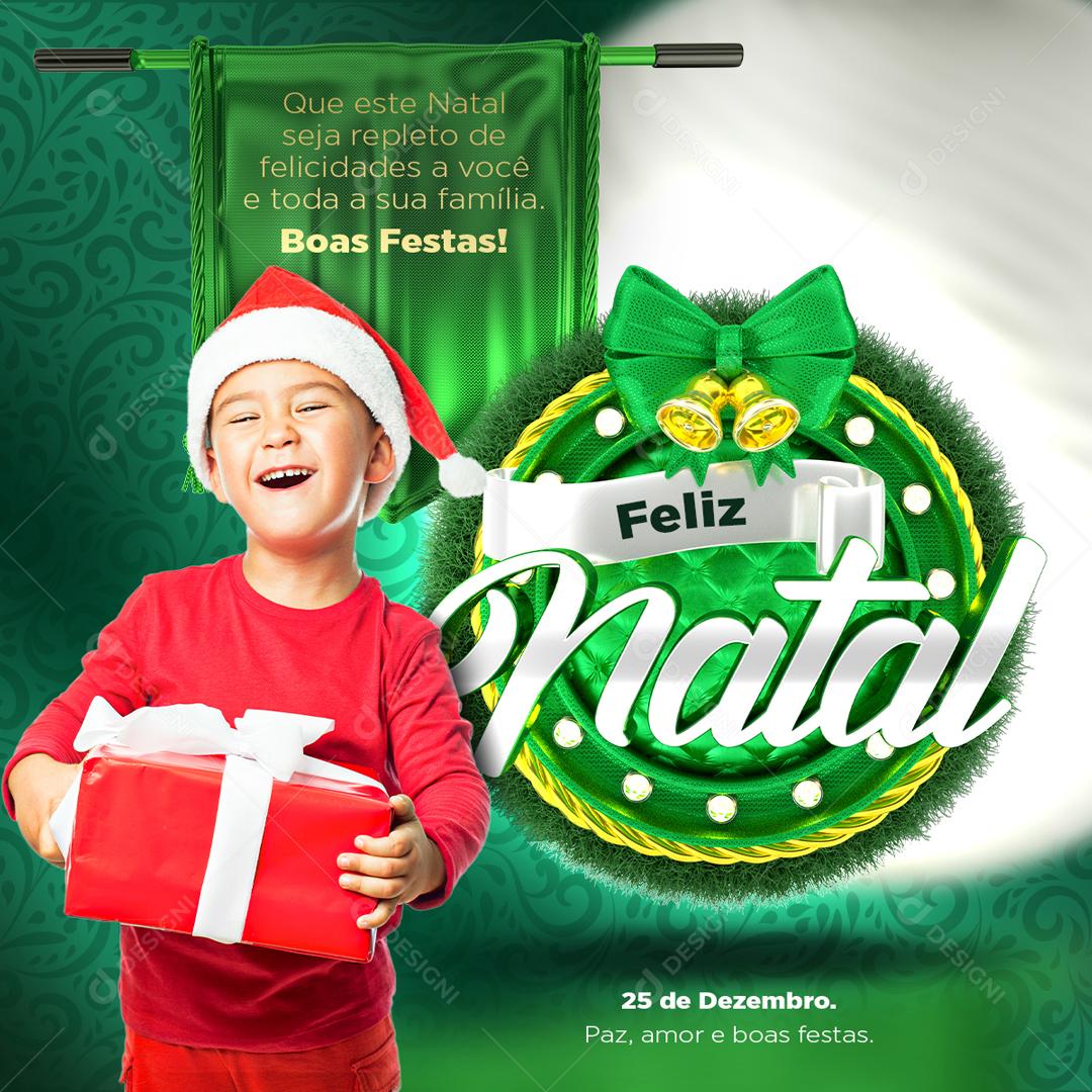 Feliz Natal Que Neste Natal Seja Repleto de Amor Social Media PSD Editável